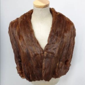 Real Genuine Mink Fur Cape Jacket
